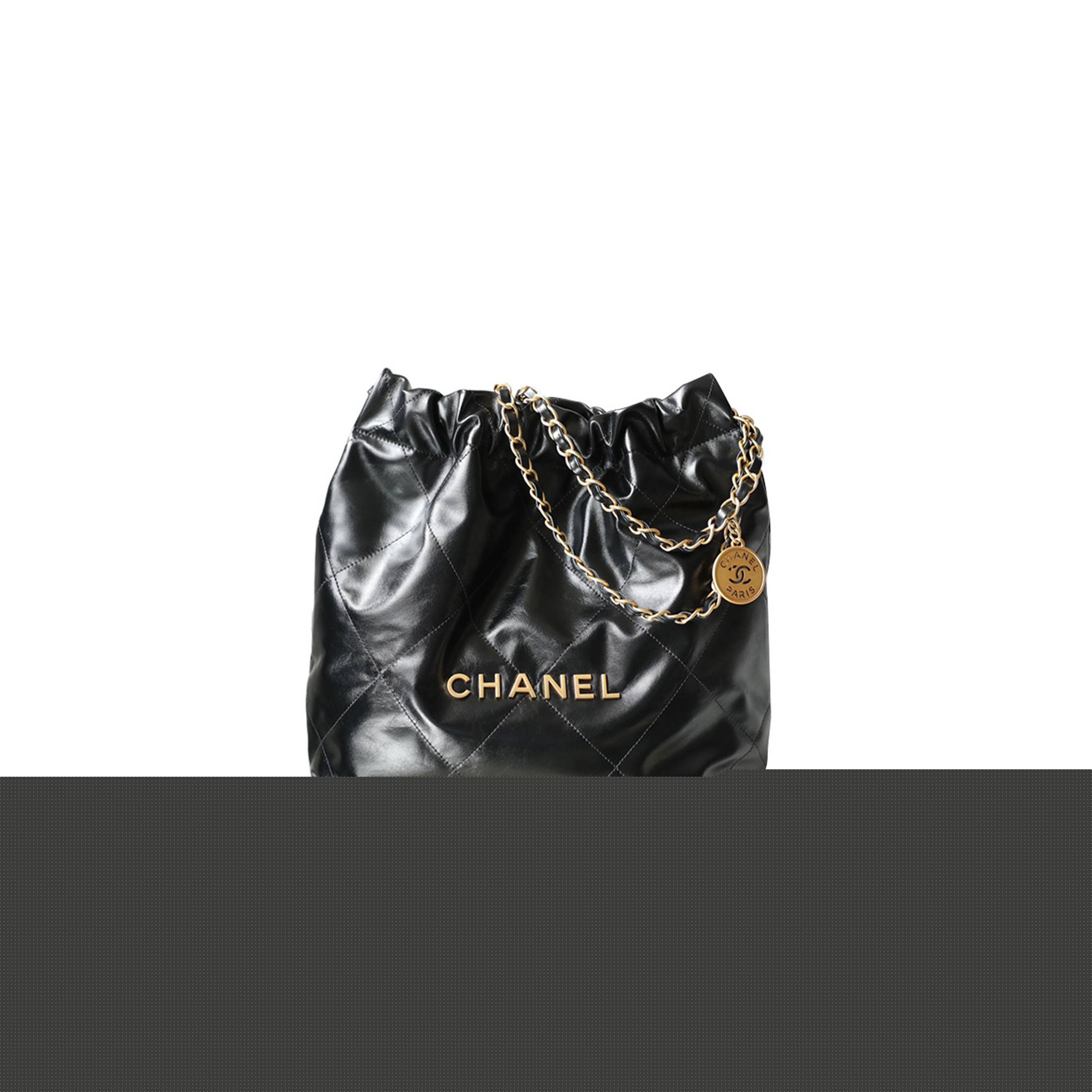 Ch*el master 22 small handbag shiny calfskin gold-tone metallic black as3260 (37*35*7cm)